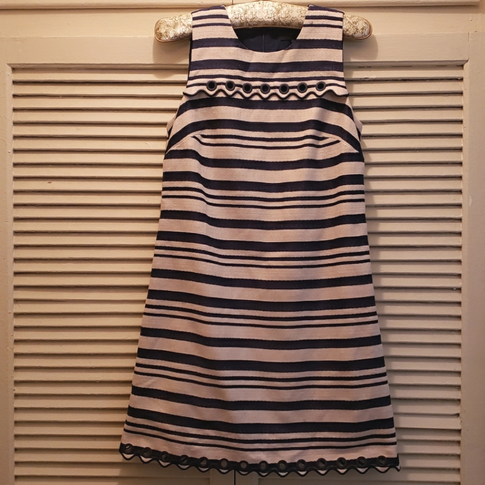 J Crew Womens Blue White Sheath Dress